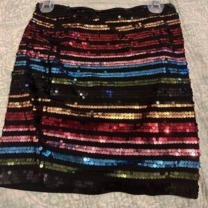 Express Black Multicolor Sequin Mini Skirt